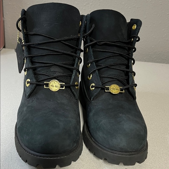 Timberland Black Nubuck Boots with Gold Details - Picture 2 of 6